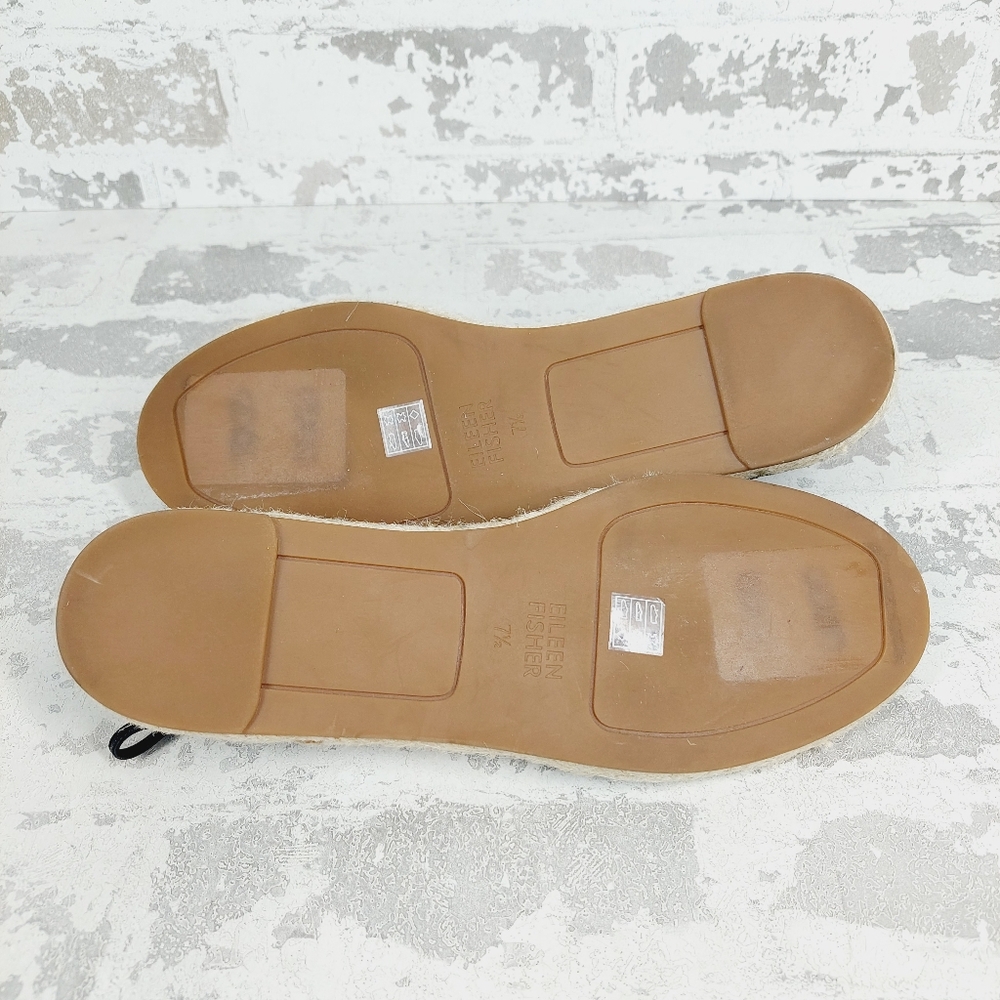 New Eileen Fisher Leather Lace Up D'Orsay Espadrille Black Flat Sandals F590 - Picture 8 of 12